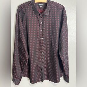 BUGATCHI MEN’S BLACK/RED BUTTON DOWN SZ XXL